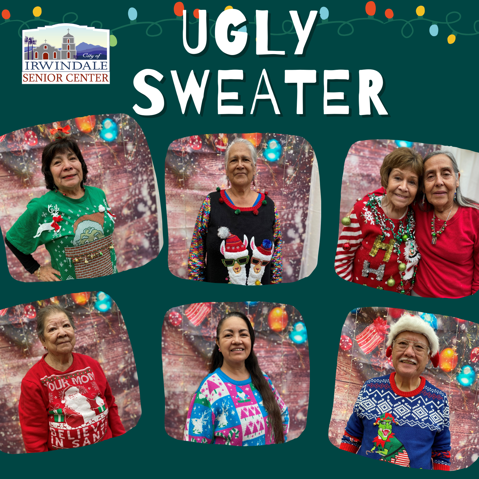 Green Illustrated Ugly Sweater Christmas Party Invitation