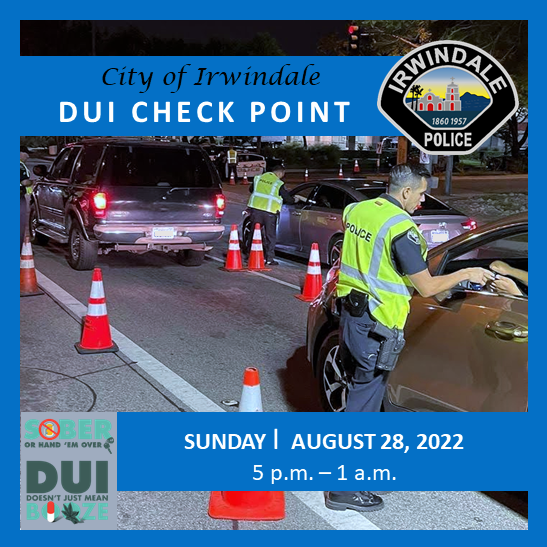 DUI CHECK POINT PLACARD