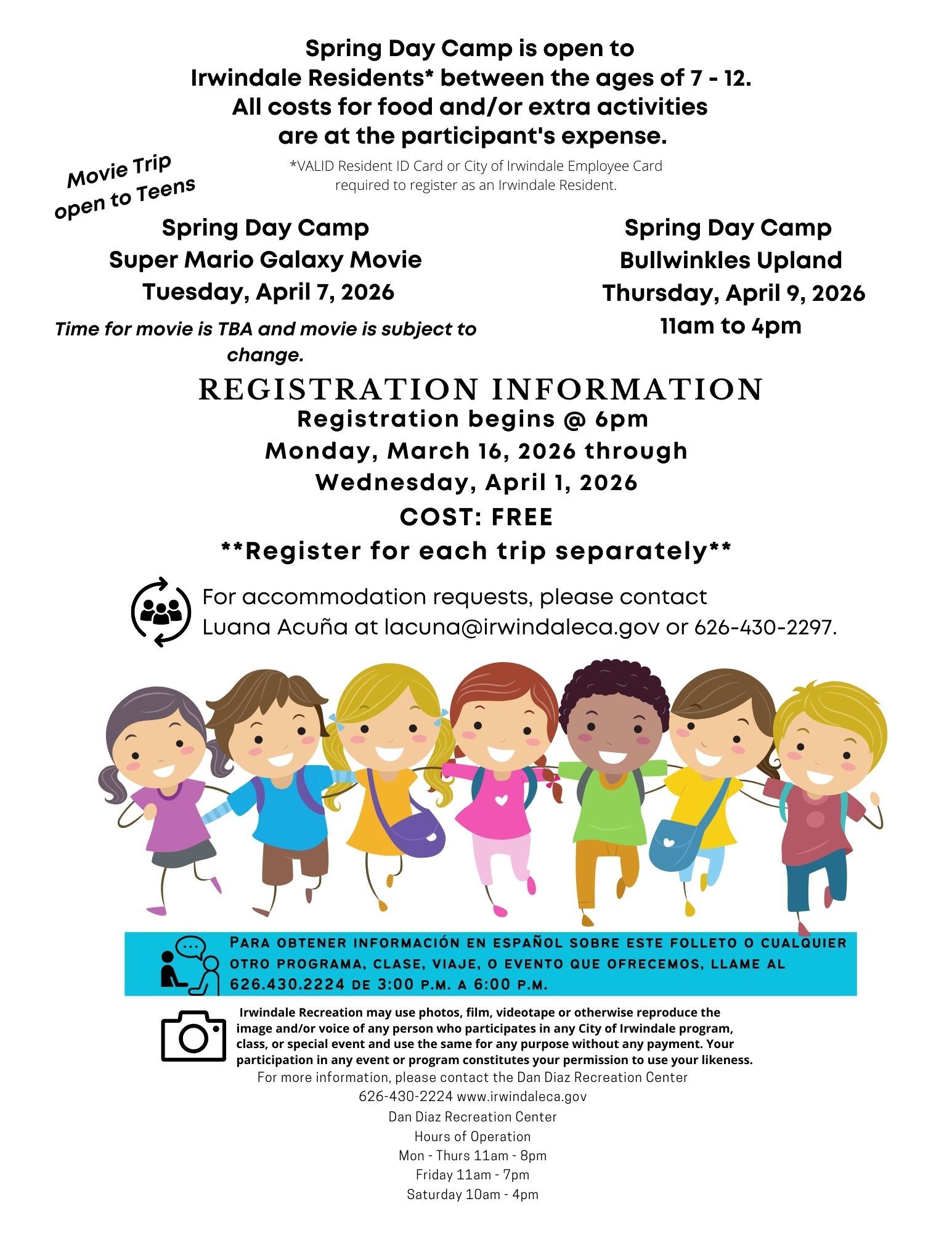 Spring Day Camp 2026 Back 